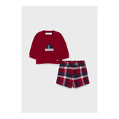 Mayoral Baby Boy Red Shorts, Jumper and Tights Set